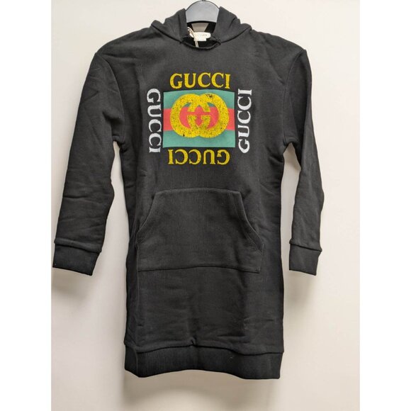 Gucci Kids Alessandro Michele Interlocking G Logo Hoodie Black Size8 - Picture 2 of 12